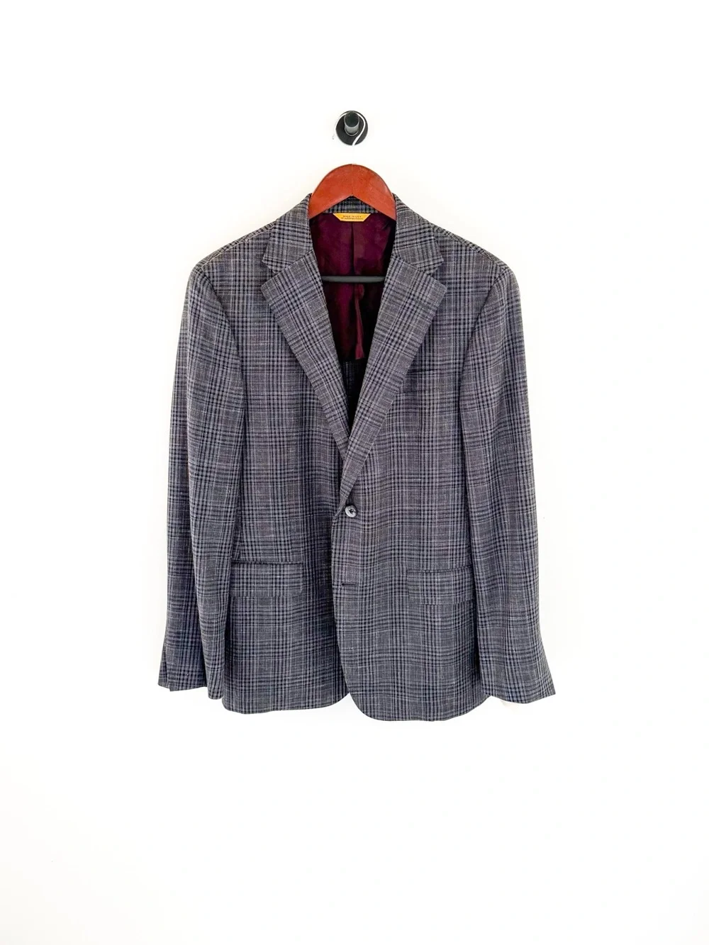 NEW Hickey Freeman Wool Silk Linen Gray Blue Plaid Blazer Sport Coat 40R Men's